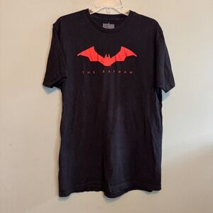 DC Comics Mens The Batman 2022 Movie Logo Graphic Tee Black Large